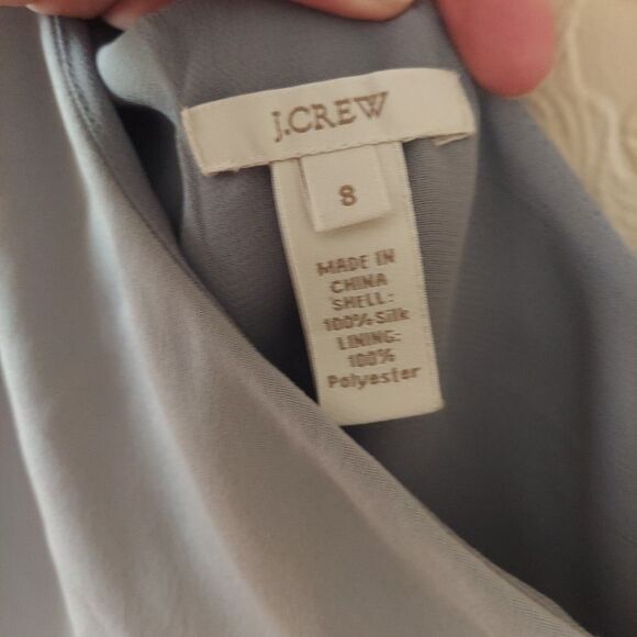 J. Crew Grey Silk One Shoulder Dress Sz 8 - Picture 5 of 10